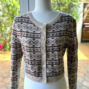 Cotton On Patterned Cream and Brown Women's Sweater